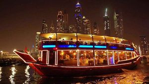 Dubai: Luxurious Dinner on a Dubai Marina Dhow Cruise Cover Image