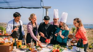 From Barcelona: Paella Cooking Experience with Sea View & Winery Tour Cover Image
